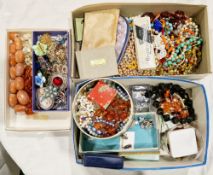 Collection of costume jewellery including an amber type bead necklace (largest bead 4cm long),