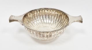Edward VII twin-handled quaich, London 1907, makers mark rubbed, of round form with fluted body,