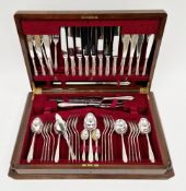 Early 20th century walnut cased canteen of County Plate flatware by A P & Co, eight place setting