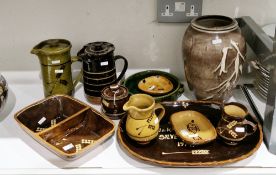 Collection of Coldstone slipware, including pieces by Dieter Kunzemann impressed marks including two