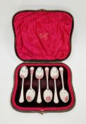 Victorian set of six silver teaspoons, London 1899, Thomas Bradbury, Grecian pattern handles, the