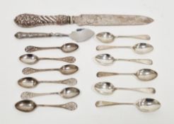 Set of six George V silver teaspoons, Sheffield 1920, Thomas Bradbury & Sons, having oval pierced