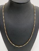 18ct two-colour gold necklace, pierced bar and circle links, 16g approx.