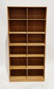 Mid-century Danish pale oak Rud Rasmussens Snedkerier modular bookcase comprising two sections, each