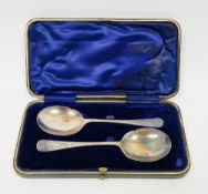 Edward VII silver set of two christening spoons, Sheffield 1909, Allen and Darwin, old English