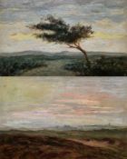 William Rutledge (Australian, 1924-1993) Oil on card Landscape with tree next to country track,