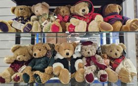 Collection of ten Harrods of London Christmas teddy bears, being a continuous run from 1995 to