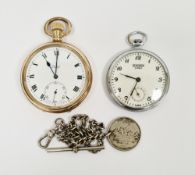 20th century gold plated Limit open face pocket watch, the enamel dial with Roman numeral hour