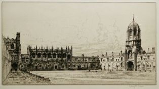 Sydney R Jones (British, 1881-1966) Drypoint etching View of Tom Quad, Christ Church, Oxford, signed