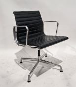 After Charles and Ray Eames for Vitra, EA117 swivel elbow chair, with green ribbed leather