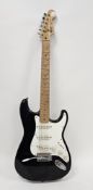 Fender Squire Stratocaster electric guitar, serial number CN 427423, with black body and white