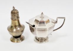 George V silver mustard pot, Birmingham 1918, Alexander Clark & Co Ltd, of hexagonal form with