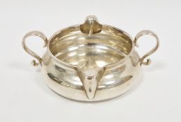 Victorian silver double-spout cream jug, London 1882, George Fox, of circular squat form, having