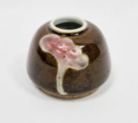 19th century Chinese porcelain brown glazed small tapering vase, blue four-character Wanli