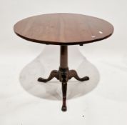 Georgian mahogany snap-top tripod occasional table with gun barrel column supports, shaped ogee