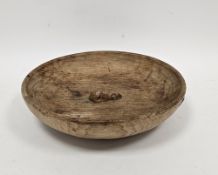 Robert Thompson of Kilburn 'Mouseman' adzed oak fruit bowl of circular form with central signature