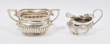 Victorian silver sugar bowl, Chester 1896, makers mark rubbed, of squat baluster form with gadrooned