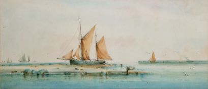 Richmond Markes (act.1890-1920) Watercolour Estuary scene with fishing boats, initialed lower