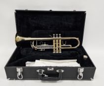 Boosey & Hawkes York International brass and nickel trumpet with mother-of-pearl inserts to finger