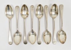 Set of eight Victorian silver teaspoons, Sheffield 1894, John Round & Son, old English pattern