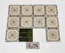 Collection of ten Victorian ceramic wall tiles, in the style of Minton's, decorated in sepia colours