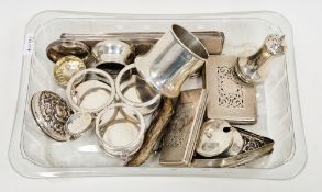 Collection of silver items, mostly damaged or incomplete, including eleven silver dressing jar lids,