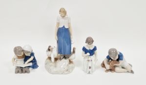 Four Bing & Grondahl (Denmark) porcelain figures and groups, 20th century, printed green factory