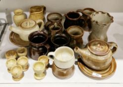 Collection of faience (Aylesford) stoneware, impressed marks, comprising seven oatmeal glazed