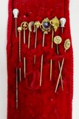 Quantity of gold-coloured metal and gilt stickpins (10)