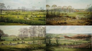 After G.D Giles (1857-1941) Set of four hand-coloured photogravure hunting prints 