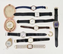 Collection of lady's and gents watches including Reflex, Philip Persio, Ravel, etc, a pocket map