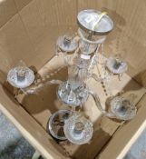 20th century Maison five-branch chandelier, with clear acrylic covered central shaft and s-scroll