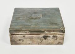 George V silver cigarette box, Birmingham 1931, maker's mark rubbed, of rectangular form with engine