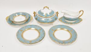 Royal Crown Derby bone china Regency pattern part dinner service, printed gilt factory marks and