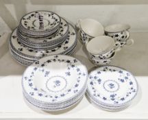 Royal Doulton York Town pattern bone china blue and white part dinner service, printed black
