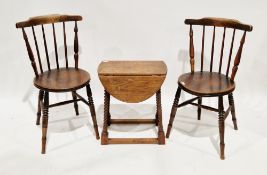 Pair of late 19th / early 20th century spindle back and elm penny seat chairs, 83cm high x 46cm wide