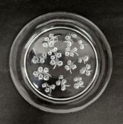 Lalique Muguet Lily of the Valley circular plate, etched Lalique marks, moulded and frosted with