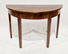 Antique mahogany D-end table on ogee moulded tapering straight supports, 105cm wide x 70cm high x