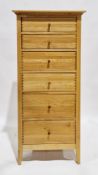 John Lewis Essence Range oak and oak veneer tall chest of six graduated drawers with wooden knob
