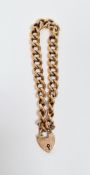 9ct rose gold curb link bracelet with 9ct heart shaped padlock, approximate weight 11.5 grams