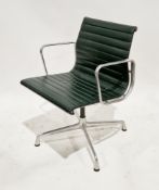 After Charles and Ray Eames for Vitra, EA117 swivel elbow chair, with green ribbed leather
