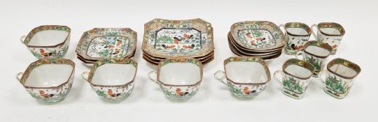 Early 20th century Chinese famille verte part tea and coffee-service, printed red CHINA marks,