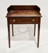 19th century mahogany washstand, the rectangular top with three-quarter rails with shaped ends, over