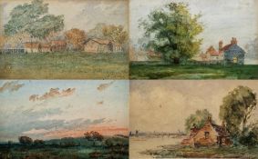 William Rutledge (Australian, 1924-1993) Watercolour Rural scene with farm buildings, signed lower