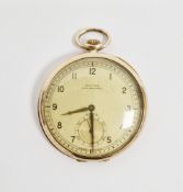 Early 20th century yellow metal cased open faced pocket watch, the dial with Arabic numeral hour