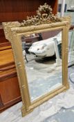 19th century giltwood and gesso pier glass, of rectangular form, having foliate and ribband cresting