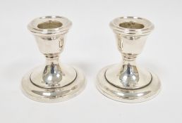 Pair of silver desk candlesticks, Birmingham 1972, Deakin & Francis, weighted, with urn-shaped
