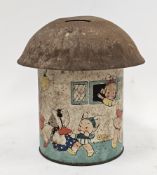 1930's Mabel Lucie Attwell's fairy house biscuit tin and money box, manufactured for William
