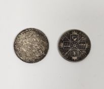 Victorian 1898 silver crown coin and an 1889 silver double florin Jubilee issue coin (2)