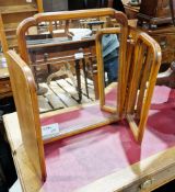 Early 20th century mahogany framed triptych dressing table mirror in the Queen Anne manner, with
